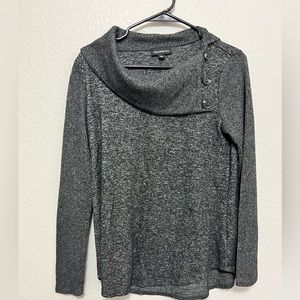 FORTUNE + IVY Kaavia Button Cowl Neck knit Sweater Size Med Black